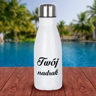 Butelki termiczne - Biała butelka metalowa 450 ml z dowolnym nadrukiem - miniaturka - grafika 1