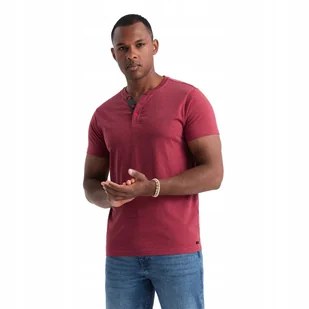 T-shirt męski z okrągłym rozpinanym dekoltem czerwony V1 OM-TSCT-0155 r M - Koszulki męskie T-shirt męski z okrągłym rozpinanym dekoltem czerwony V1 OM-TSCT-0155 r M - Koszulki męskie - miniaturka - grafika 1