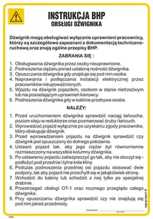IAE02 INSTRUKCJA BHP OBSŁUGI DŹWIGNIKA, HN - PŁYTA ELASTYCZNA 0,4MM; (245X350MM) - Instrukcje stanowiskowe BHP - miniaturka - grafika 1