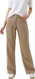 Spodnie damskie - BRAX Damskie spodnie lniane w stylu Farina, Toffi, 38W / 32L - grafika 1