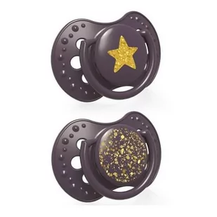 LOVI Lovi Smoczek silikonowy dynamiczny 0-3m Stardust violet 2szt - Smoczki uspokajające - miniaturka - grafika 1