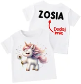Koszulki dla dziewczynek - Koszulka dla dziewczynki z unicornem oraz imieniem - wzór unicorn210 - miniaturka - grafika 1