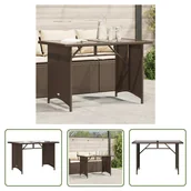 Stoły ogrodowe - The Living Store Stół ogrodowy ze szklanym blatem - brąz - 110x68x70 - polirattan - Stół Ogrodowy - miniaturka - grafika 1