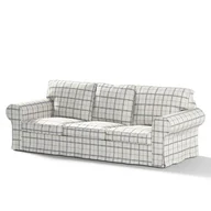 Pokrowce na meble - Dekoria Pokrowiec na sofę Ektorp 3-osobową rozkładaną STARY MODEL ecru tło niebieskie kratka Sofa Ektorp 3-osobowa rozkładana Avinon 633-131-66 - miniaturka - grafika 1