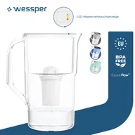 Karafki - Dzbanek filtrujący wodę Wessper 2,8 l z licznikiem LED Karafka filtrująca Classic kompatybilna z filtrem Brita Classic - biały 1x filtr w zestawie - miniaturka - grafika 1