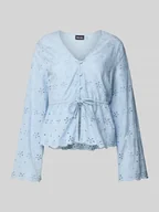 Bluzki damskie - Bluzka o kroju regular fit z długim rękawem i haftem angielskim model ‘ARMORINE’ - miniaturka - grafika 1