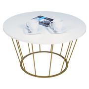 Ławy i stoliki kawowe - Stolik kawowy w stylu glamour biały - Savik 3X - miniaturka - grafika 1
