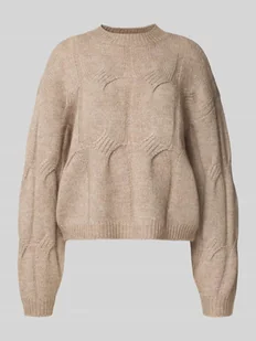 Sweter o kroju relaxed fit z dzianiny z dodatkiem wełny model ‘JENNA’ - Swetry damskie - miniaturka - grafika 1