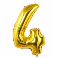 Balony i akcesoria - Balon foliowy, cyfra 4, 100 cm, złoty - miniaturka - grafika 1