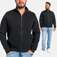 Swetry męskie - Sweter Męski Kardigan Zapinany Na Zamek Ze Stójką Gładki Miękki Czarny S - miniaturka - grafika 1