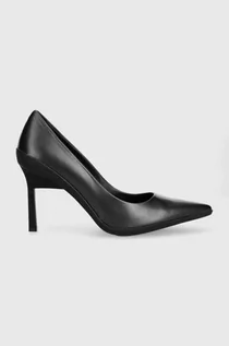 Czółenka - Calvin Klein szpilki skórzane WRAP STIL CLASSIC PUMP 90-PEARL kolor czarny HW0HW01734 - grafika 1