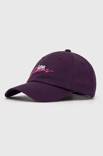 Czapki damskie - Lee czapka z daszkiem bawełniana kolor fioletowy z aplikacją - grafika 1