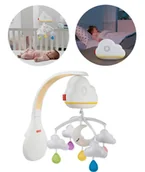 Karuzele dla niemowląt - Fisher Price Karuzela Nad Łóżeczko Chmurki z Muzyką Światełem Wycisza Lula - miniaturka - grafika 1