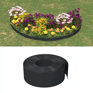 vidaXL Obrzeża ogrodowe, 2 szt., czarne, 10 m, 20 cm, polietylen - Ogrodzenia - miniaturka - grafika 1