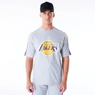 Koszulki męskie - New Era NBA Panel Oversized T-shirt oversize Los Angeles Lakers Heather Grey True Purple - miniaturka - grafika 1