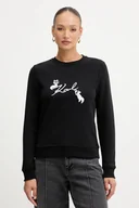 Bluzy damskie - Karl Lagerfeld bluza IKON SIGNATURE damska kolor czarny z nadrukiem B1W20031 - miniaturka - grafika 1