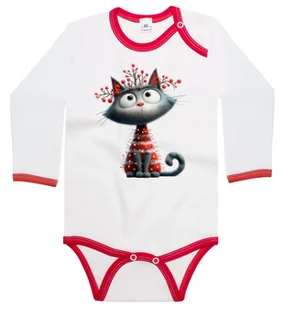 Body dziecięce Szary Kot Kotek Ubrany W Lampki Choinkowe Święta 74/80 - Body dla niemowląt Body dziecięce Szary Kot Kotek Ubrany W Lampki Choinkowe Święta 74/80 - Body dla niemowląt - miniaturka - grafika 1
