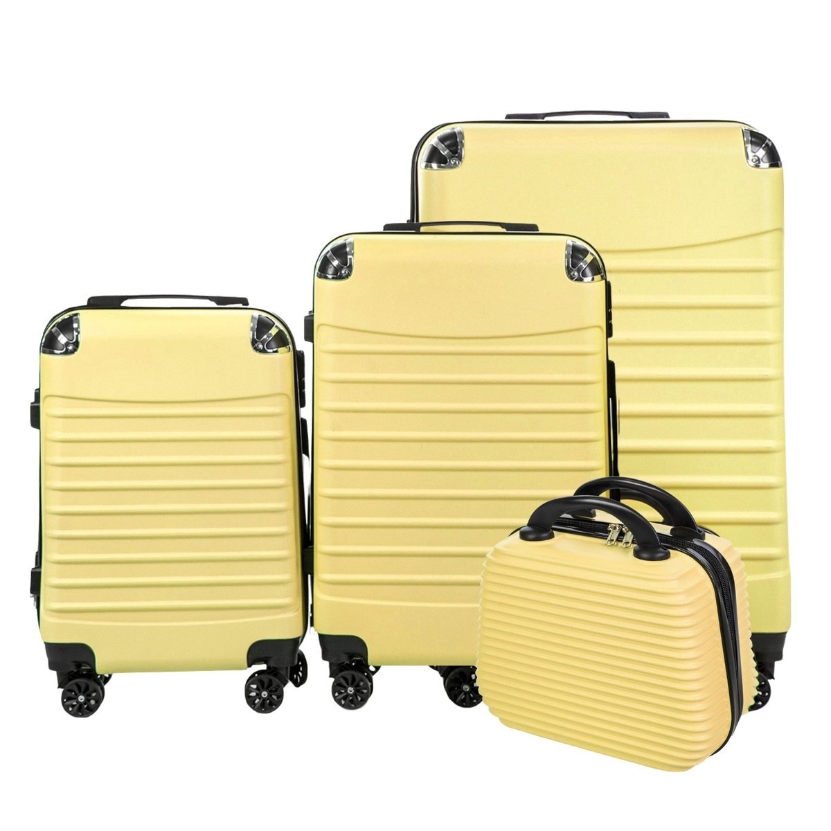 zestaw walizek podróżnych duża średnia kabinowa mała na kółkach 4w1 conseé żółty