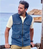 Swetry męskie - Kamizelka jeansowa Mężczyzna Atlas For Men - Kolor : Niebieski - Rozmiar : 4XL - miniaturka - grafika 1