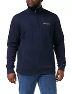 Bluzy męskie - Champion Męska bluza z kapturem American Classics Small Script Logo Half Zip, niebieski morski, M - miniaturka - grafika 1