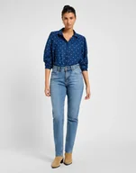 Koszule damskie - LEE SHIRRED BLOUSE DOTTED INDIGO 112355126 M - miniaturka - grafika 1