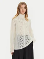 Swetry damskie - TWINSET Golf 242TP3420 Écru Loose Fit - miniaturka - grafika 1