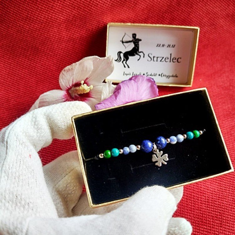 STRZELEC Bransoletka Znak Zodiaku Koniczynka Kamienie Naturalne/GiovanniDivine