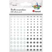 Zeszyty szkolne - Perełki samoprzylepne okrągłe 120 szt białe srebrne - miniaturka - grafika 1