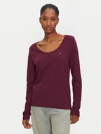 Bluzki damskie - Tommy Hilfiger Bluzka UW0UW05228 Bordowy Regular Fit - miniaturka - grafika 1
