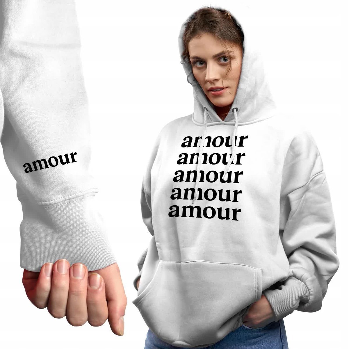Stylowa Modna Damska BLUZA z KAPTUREM AMOUR Wiele Różnych Wzorów - XL