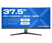 Monitory - JAPANNEXT JN-IPS375UWQHD+75F-C65W-HS (37.5") 3440 x 1440 px UltraWide Quad HD+ LCD Czarny, Srebrny - miniaturka - grafika 1