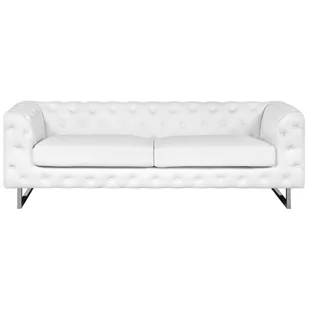 Beliani Sofa 3-osobowa ekoskóra biała VISSLAND - Sofy i kanapy - miniaturka - grafika 1