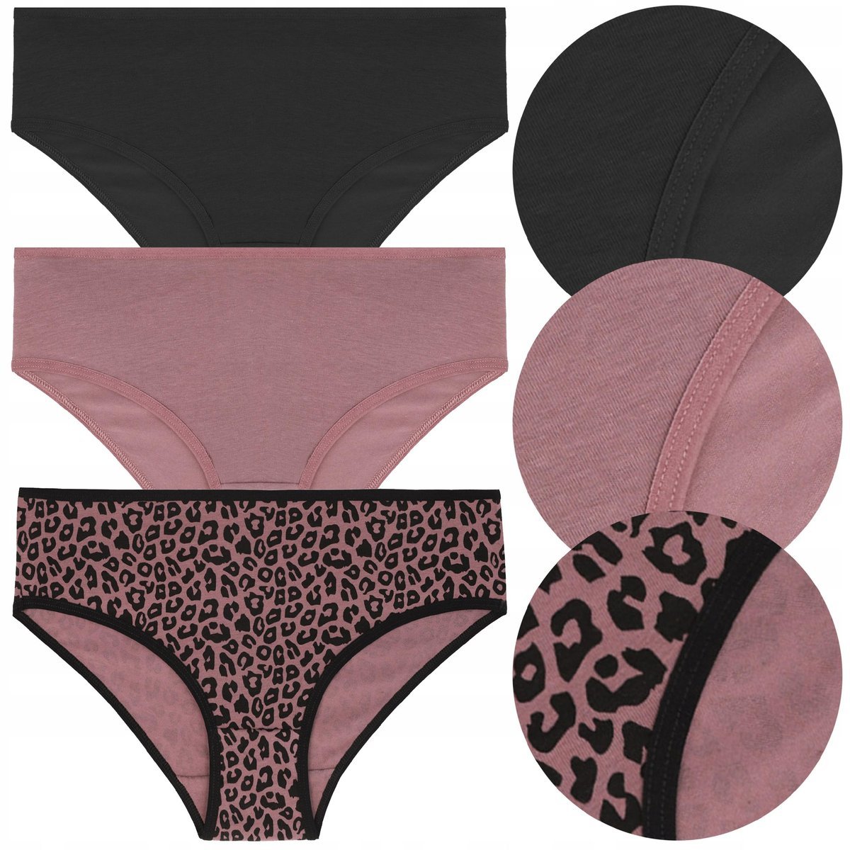 MAJTKI DAMSKIE Figi Bawełniane Panterka Kobiece MORAJ 3-Pak r. M