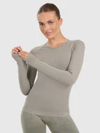 Koszulki sportowe damskie - 4F Longsleeve slim do jogi i pilatesu szybkoschnący damski - zielony M/L - miniaturka - grafika 1