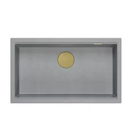 Zlewozmywaki - DASH 110 GraniteQ zlewozmywak silver stone 76x44x23,5 cm 1-komorowy wpuszczany z syfonem manualnym złoty - miniaturka - grafika 1