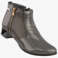 Botki damskie - Botki Damskie Skórzane Buty Na Obcasie Darex Szare 195L Szary 38 - miniaturka - grafika 1