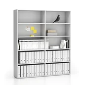 Regały biurowe - B2B Partner Regał biurowy podwójny wysoki SEGMENT, 8 półek, 1660 x 350 x 1880, biały 611654 - miniaturka - grafika 1