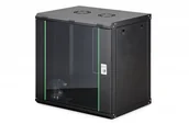 Szafy rack - Szafa Digitus Szafa sieciowa wisząca jednosekcyjna DIGITUS Dynamic 19" 12U, 600x450, szklane drzwi, czarny, nieskładana, 60kg DN-37109 - miniaturka - grafika 1