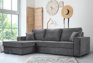 Sofy i kanapy - Sofa rozkładana ze schowkiem i funkcją spania - Sofa z automatycznym mechanizmem jezdnym, Tkanina welurowa, Narożnik tapicerowany, Tkanina Palladium, Wytrzymała i wygodna 223 x 160 cm Szary - miniaturka - grafika 1