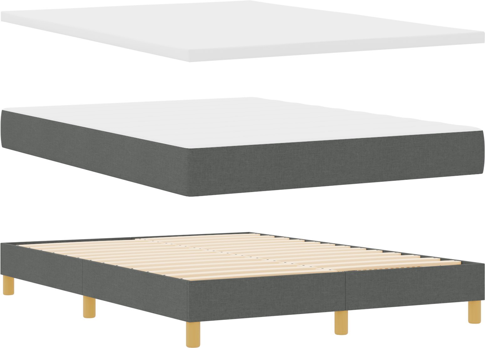 Łóżko Box Spring vidaXL z Materacem Szary 160x200 cm Tkanina