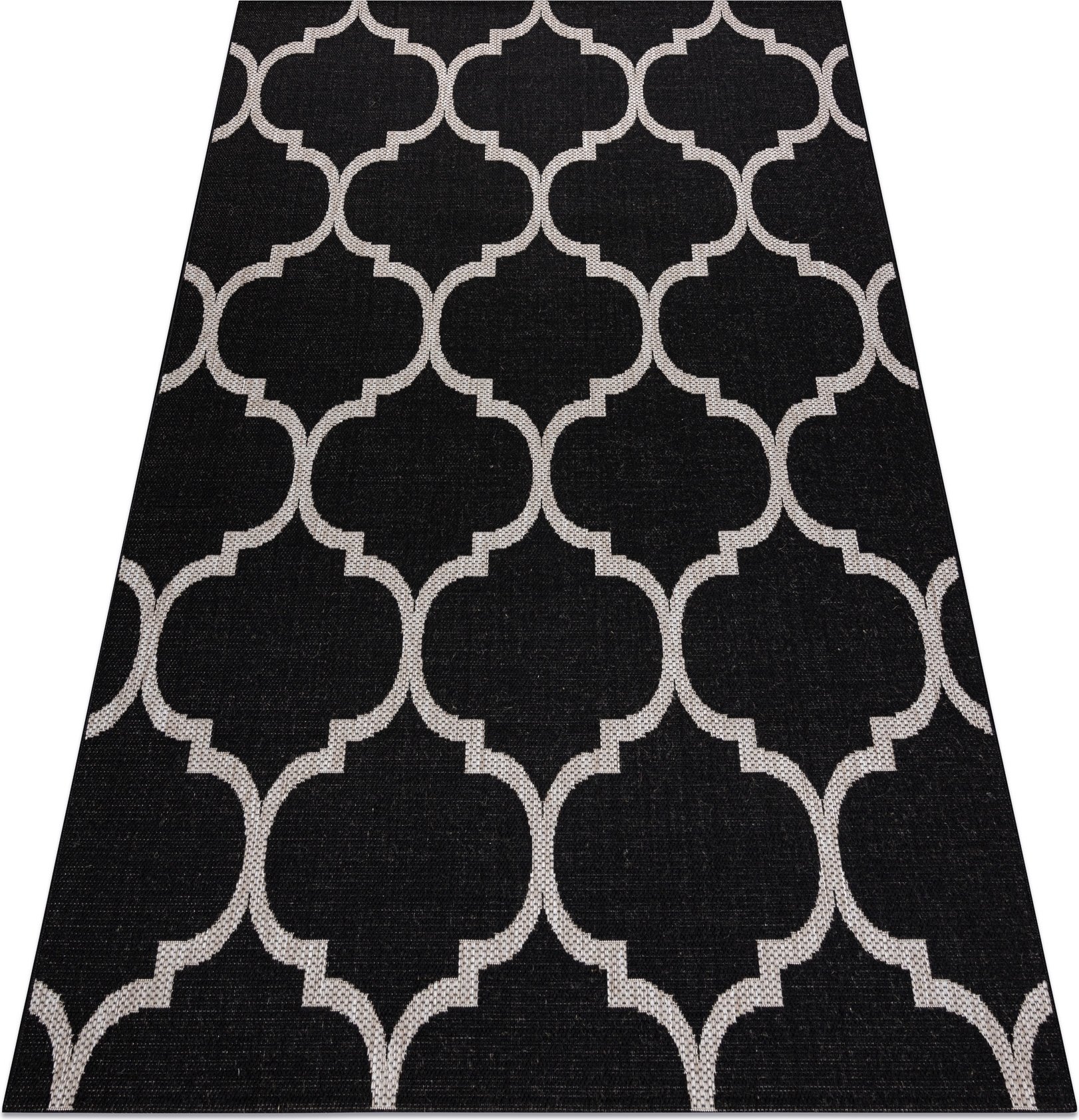 DYWAN SZNURKOWY SIZAL FLOORLUX 20608 , koniczyna marokańska, trellis / srebrny czarny 120x170 cm