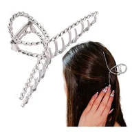 Ozdoby do włosów - Klamra do Włosów Srebrna Duża XXL Spinka Francuska Metalowa i Wytrzymała - miniaturka - grafika 1