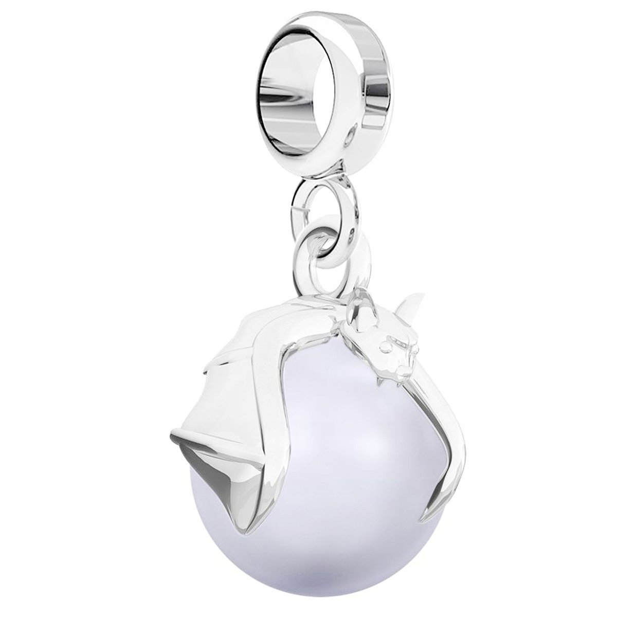 Charms Srebrny z Nietoperzem Ptak Nietoperz Jasna Perła Perełka SREBRO 925