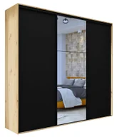 Szafy - Szafa przesuwna dąb artisan + czarny + czarne paski M3-P26 - miniaturka - grafika 1