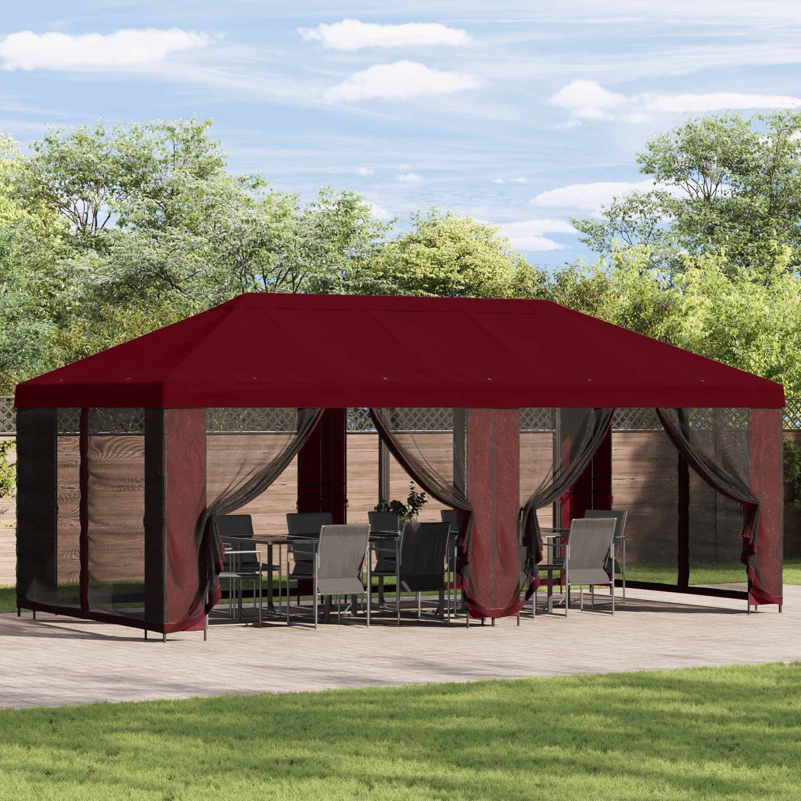 vidaXL Altana ogrodowa 6 x 3 m bordowy Poliester i Stal 190