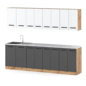 Meble kuchenne - Kuchnia z blatem vero 2.6m nowoczesna modułowa duża wotan biała szara mat - miniaturka - grafika 1