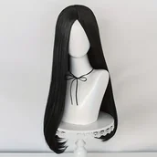 Pozostałe akcesoria fryzjerskie - TEMU Czarna Długa Prosta Peruka Cosplay z Rozcięciem Środkowym - Odporna na Ciepło, Idealna dla Fanów Anime i na Imprezy Kostiumowe - miniaturka - grafika 1