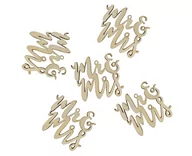 Gadżety na imprezę - Konfetti drewniane, Mr i Mrs, 4x4 cm - miniaturka - grafika 1