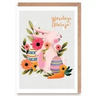 Kartki okolicznościowe i zaproszenia - Kartka okolicznościowa Zając wielkanocny + eko koperta - miniaturka - grafika 1