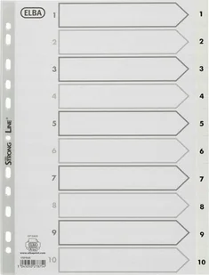 Bantex BANTEX STRONG-LINE REGISTER GRÅ A4 1-10, GRÅ - Przekładki do segregatorów - miniaturka - grafika 1